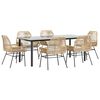 vidaXL Ensemble &agrave; manger jardin coussins 7pcs marron poly rotin verre