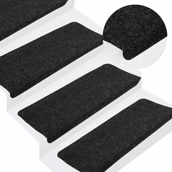 vidaXL Tapis d'escalier auto-adh&eacute;sifs 15 pcs 65x24,5x3,5 cm Anthracite
