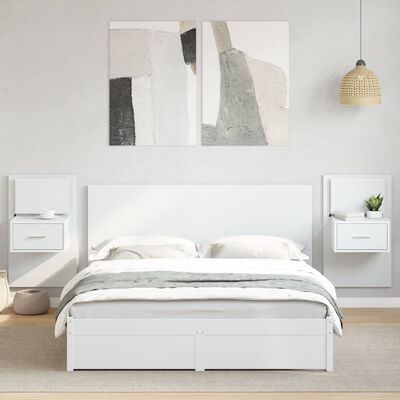 vidaXL Tête de lit avec armoires blanc 160 cm bois d'ingénierie