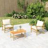 vidaXL Chaises de jardin lot de 2 avec coussins blanc cr&egrave;me bambou