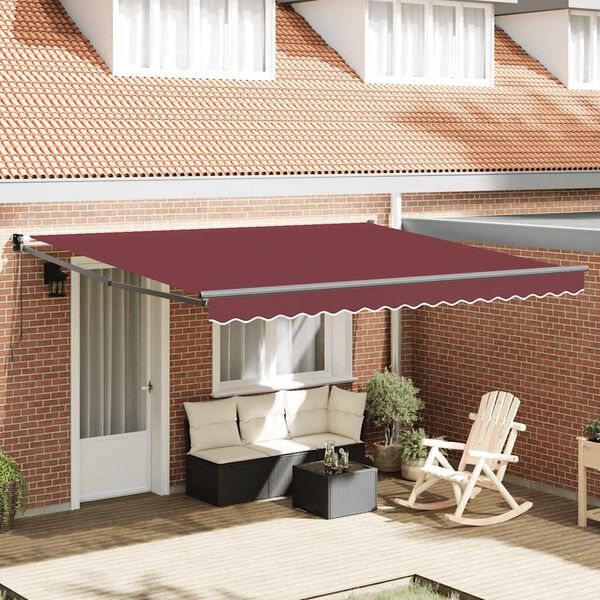 vidaXL Auvent manuel r&eacute;tractable bordeaux 400x300 cm