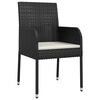 vidaXL Ensemble &agrave; manger de jardin coussins 7pcs Noir R&eacute;sine tress&eacute;e