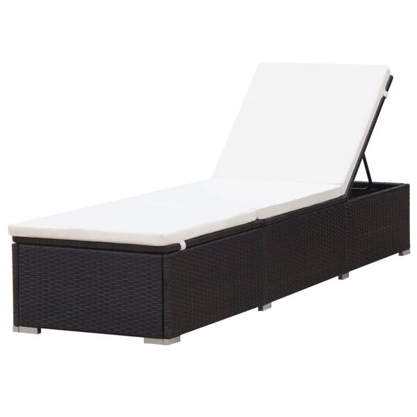 vidaXL Chaises longues lot de 2 avec table R&eacute;sine tress&eacute;e Marron