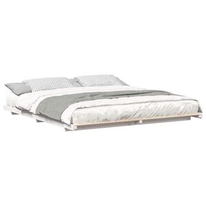 vidaXL Cadre de lit sur&eacute;lev&eacute; Blanc 200 x 210 cm Bois massif en pin