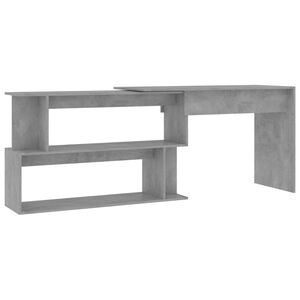 vidaXL Bureau d'angle Gris b&eacute;ton 200x50x76 cm Bois d&rsquo;ing&eacute;nierie