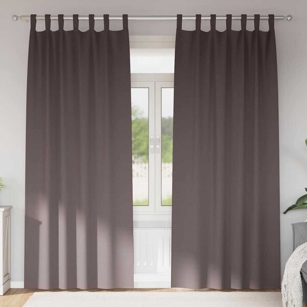 vidaXL Rideaux occultants avec anneaux 2 pcs Marron fonc&eacute; 260 x 140 cm