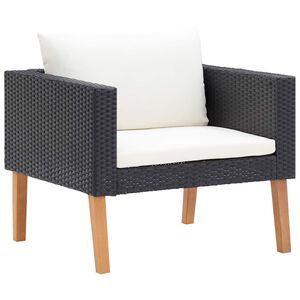 vidaXL Canap&eacute; simple de jardin avec coussins R&eacute;sine tress&eacute;e Noir
