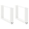 vidaXL Pieds de table basse en U, 2 pi&egrave;ces, blanc, 50 x (30-31) cm, acier
