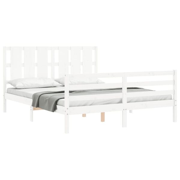 vidaXL Cadre de lit sans matelas blanc bois de pin massif