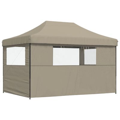 vidaXL Tente de réception pliable escamotable 3 parois latérales taupe