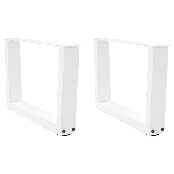 vidaXL Pieds de table basse en forme de V, 2 pi&egrave;ces, blanc, 60 x (30-31,3) cm, acier