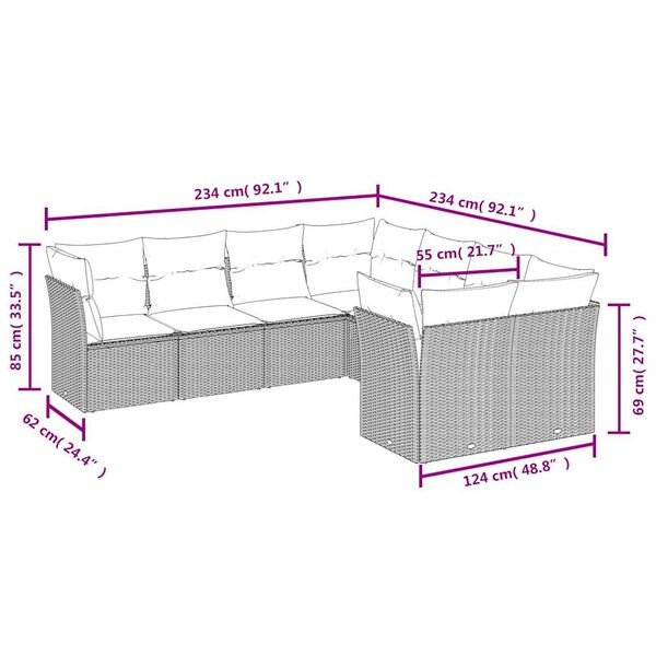 vidaXL Salon de jardin 8 pcs avec coussins noir r&eacute;sine tress&eacute;e