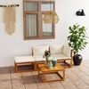 vidaXL Salon de jardin 4 pcs avec coussin Cr&egrave;me Bois d'acacia solide