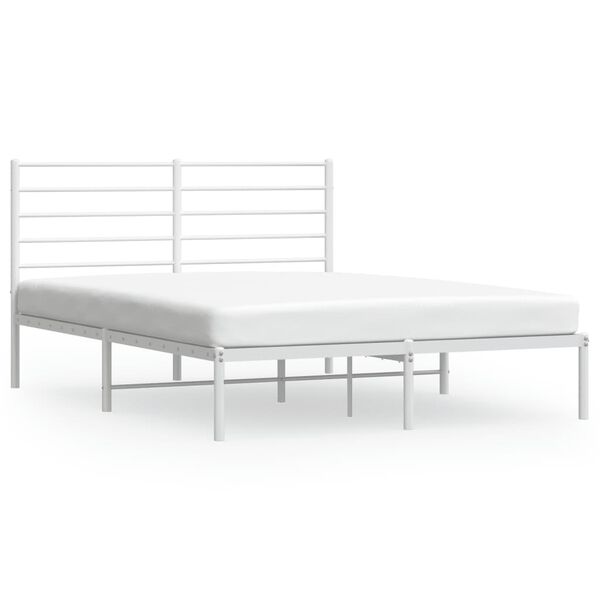 vidaXL Cadre de lit m&eacute;tal sans matelas et t&ecirc;te de lit blanc 160x200 cm