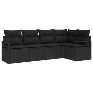 vidaXL Ensemble de Canapés avec coussin 5 pcs Noir polyrotin