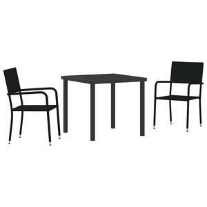 vidaXL Ensemble de salle &agrave; manger pour jardin 3 pcs Noir polyrotin