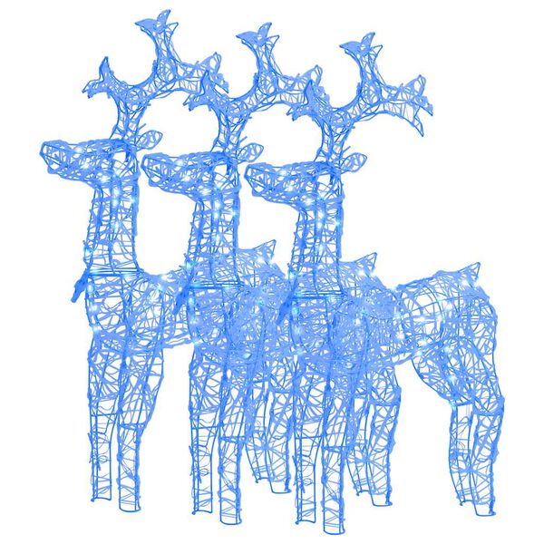 vidaXL D&eacute;corations de No&euml;l de renne 3 pcs 60x16x100 cm Acrylique