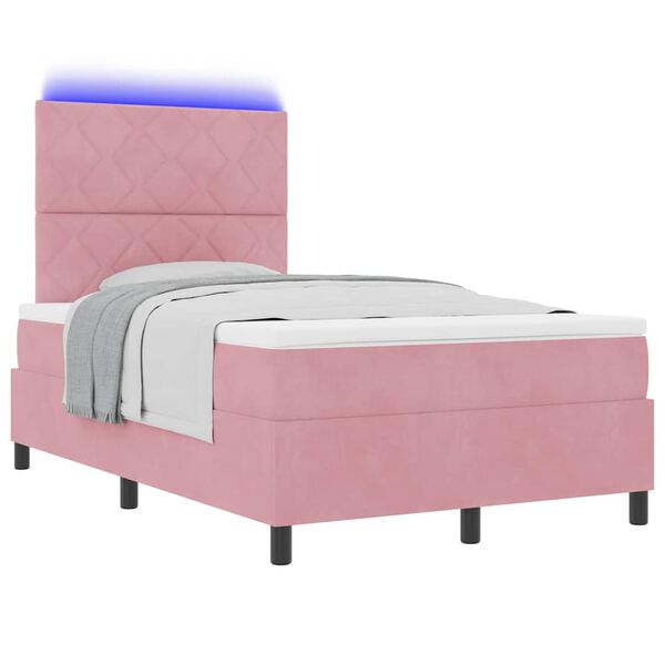 vidaXL Lit &agrave; ressorts avec matelas Rose 120 x 190 cm Velours