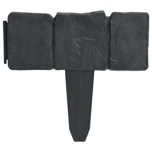 vidaXL Clôture de jardin/pelouse plastique aspect de pierre 41 pcs 10m