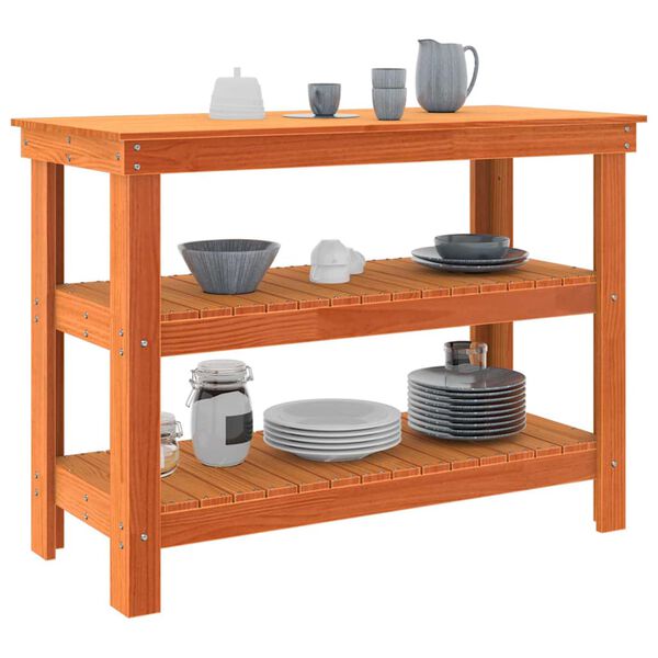 vidaXL &Eacute;tabli Marron cire 110,5 x 50 x 80 cm Bois massif en pin