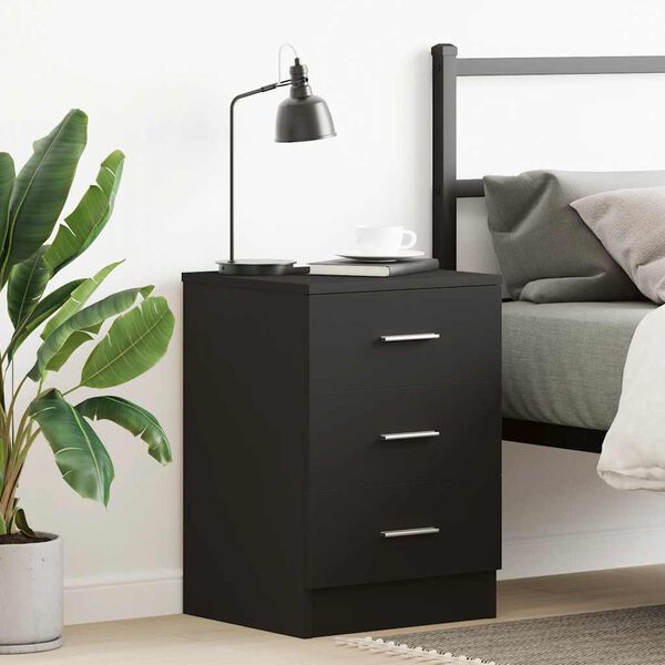 vidaXL Table de chevet Noir 38 x 35 x 56 cm Bois d'ing&eacute;nierie