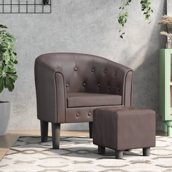 vidaXL Chaise cabriolet avec repose-pied marron similicuir