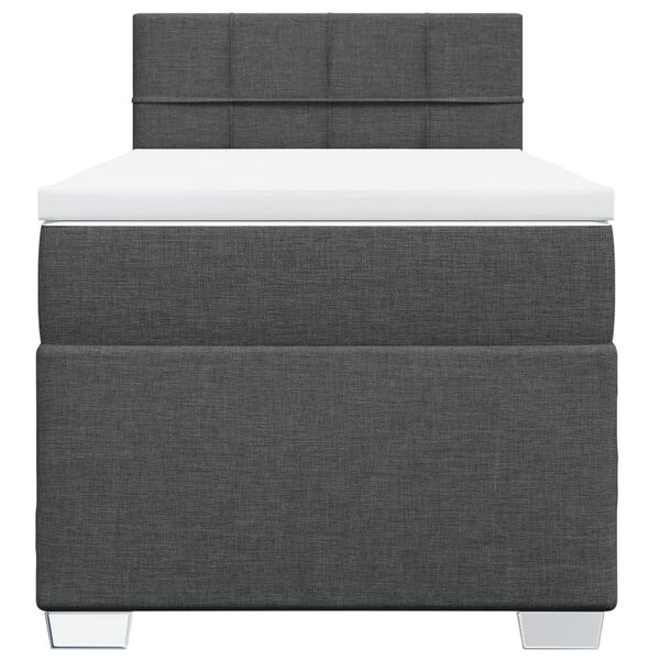 vidaXL Sommier &agrave; lattes de lit et matelas Gris fonc&eacute; 90x190 cm Tissu