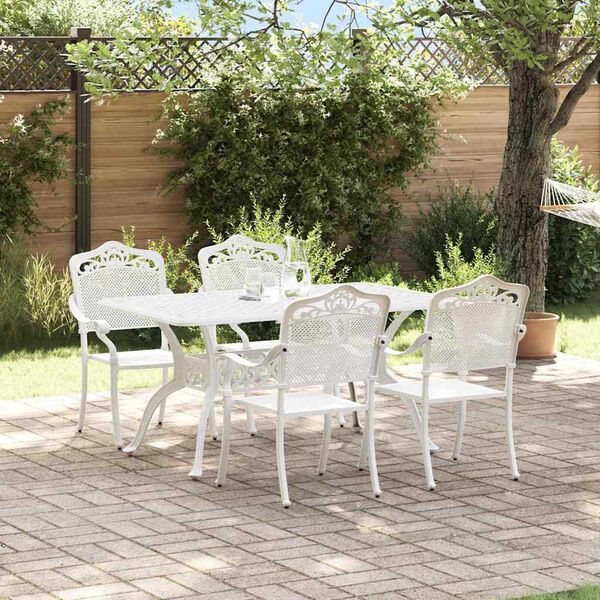 vidaXL Ensemble de salle &agrave; manger pour jardin 5 pcs Blanc Aluminium