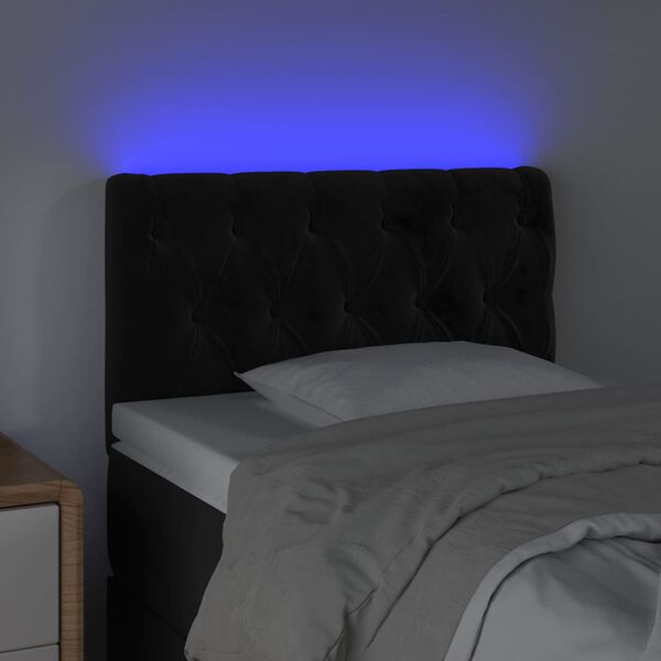 vidaXL T&ecirc;te de lit &agrave; LED Noir 80x7x78/88 cm Velours