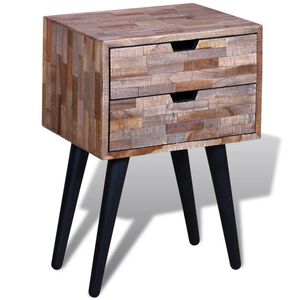 vidaXL Table de chevet avec 2 tiroirs Bois de teck recycl&eacute;