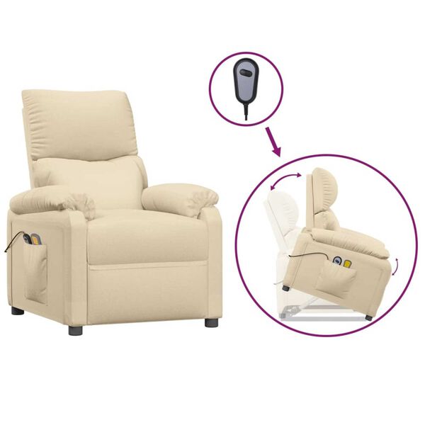 vidaXL Fauteuil de massage Cr&egrave;me Tissu
