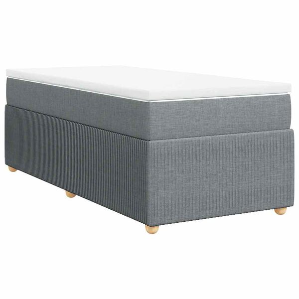 vidaXL Sommier &agrave; lattes de lit et matelas Gris clair 90x190 cm Tissu