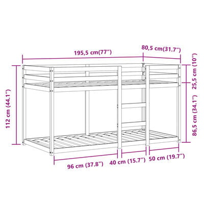 vidaXL Lit superposé sans matelas 75x190 cm bois de pin massif