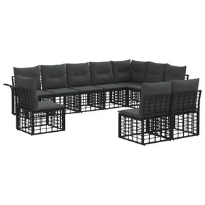 vidaXL Ensemble de canap&eacute;s d'ext&eacute;rieur 10 pc Noir et Gris fonc&eacute;
