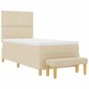 vidaXL Lit &agrave; ressorts avec matelas Cr&egrave;me 100 x 200 cm tissu