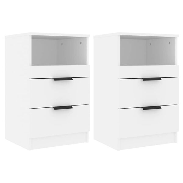 vidaXL Tables de chevet 2 pcs Blanc Bois d'ingénierie