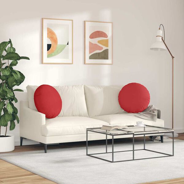 vidaXL Coussins de si&egrave;ge 2 pcs Rouge &Oslash;50 x 19 cm tissu