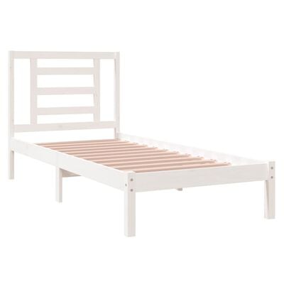 vidaXL Cadre de lit Blanc Bois massif 75x190 cm Petit simple