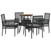 vidaXL Ensemble de salle &agrave; manger pour jardin 5 pc Noir polyrotin