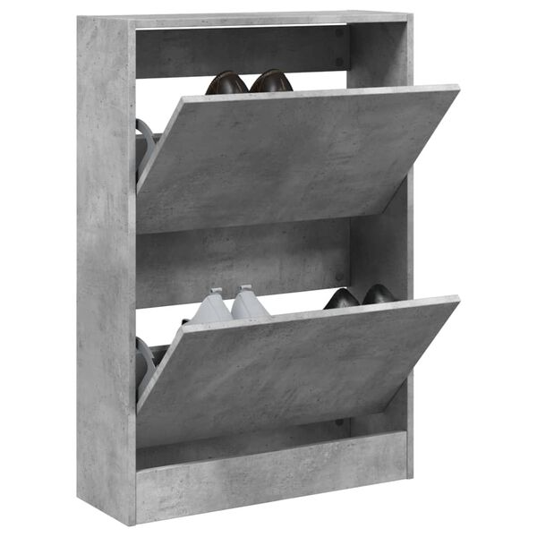 vidaXL Armoire &agrave; chaussures gris b&eacute;ton 60x21x87,5 cm bois d'ing&eacute;nierie