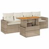 vidaXL Salon de jardin avec coussins 5 pcs beige r&eacute;sine tress&eacute;e