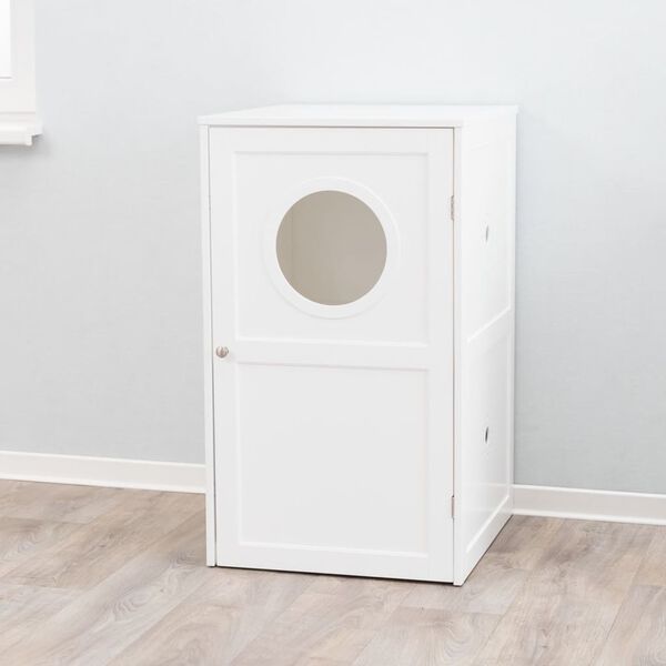 TRIXIE Maison de chat pour liti&egrave;re 2 niveaux 53x90x58 cm Blanc