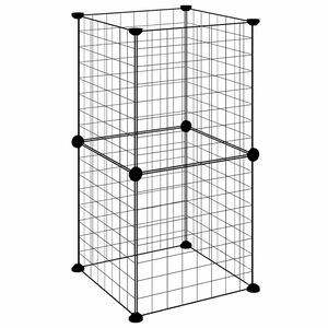 vidaXL Cage animaux de compagnie &agrave; 8 panneaux Noir 35x35x70 cm Acier