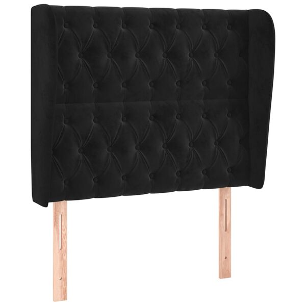 vidaXL T&ecirc;te de lit avec oreilles Noir 103x23x118/128 cm Velours