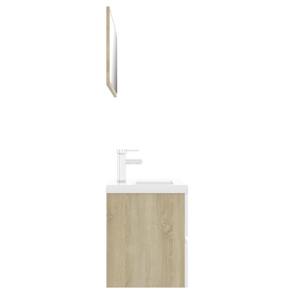 vidaXL Ensemble de meubles de bain Blanc et ch&ecirc;ne sonoma Agglom&eacute;r&eacute;