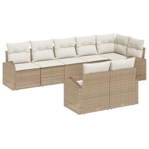 vidaXL Ensemble de canap&eacute; de jardin 8 pcs Beige et blanc polyrotin