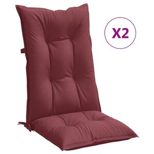 vidaXL Coussins de chaise dossier haut lot de 2 rouge bordeaux m&eacute;lang&eacute;