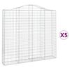 vidaXL Paniers &agrave; gabions arqu&eacute;s 5 pcs 200x30x180/200 cm Fer galvanis&eacute;