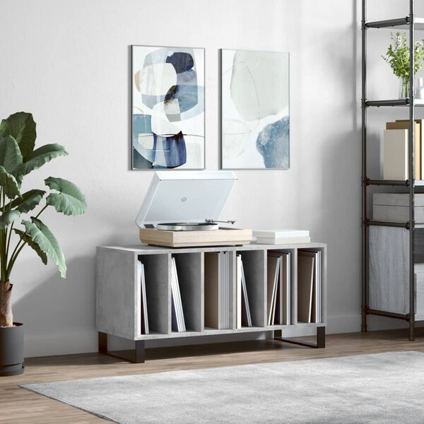 vidaXL Armoire &agrave; disques gris b&eacute;ton 100x38x48 cm bois d'ing&eacute;nierie
