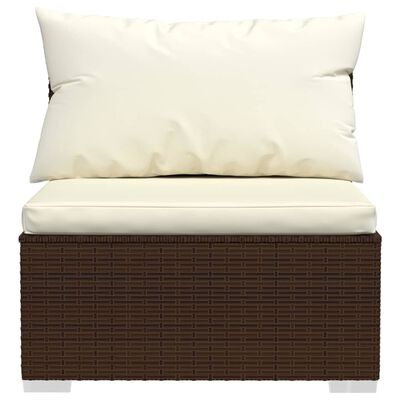 vidaXL Salon de jardin 13 pcs avec coussins Marron Résine tressée